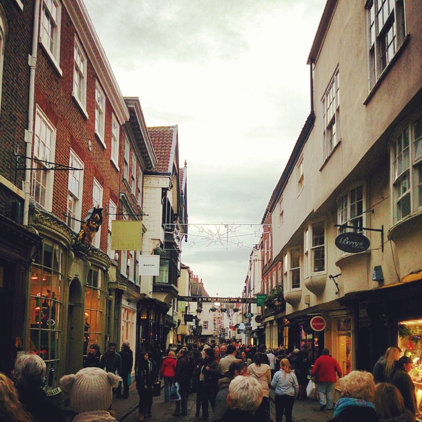 Christmas shoppers in York. 